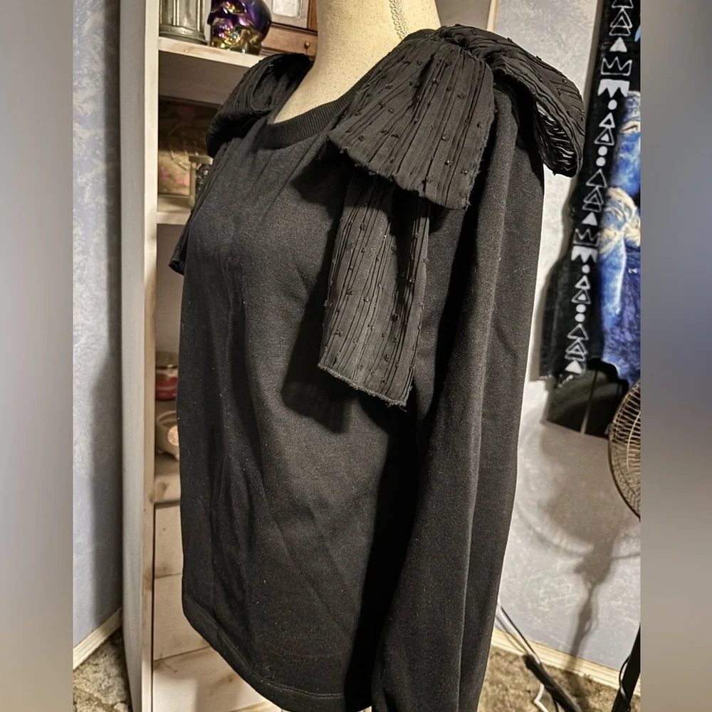 Zara Women's Black bow Sweater medium - Picture 8 of 10